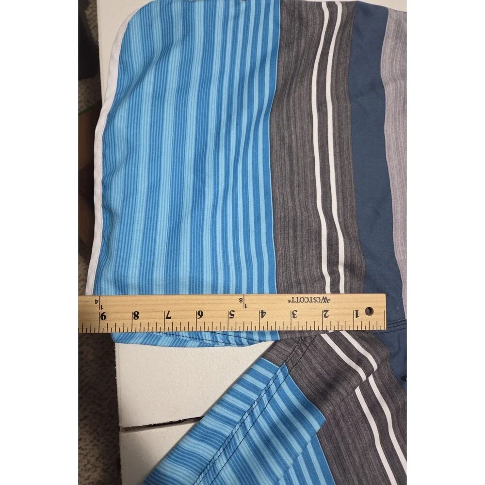 Quiksilver Men Boardshorts Size 38 Striped Swim Trunks Blue Black Grey Hook Loop